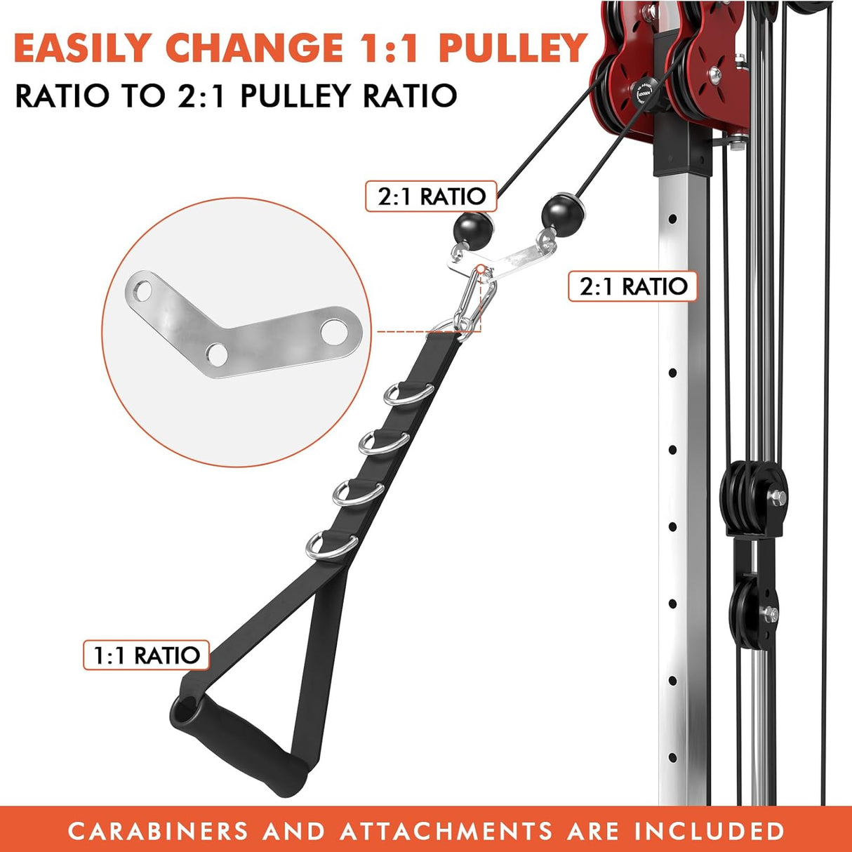 plate loaded cable machine with pulley system adjustable height functional trainer with lat pulldown bar and attachments
