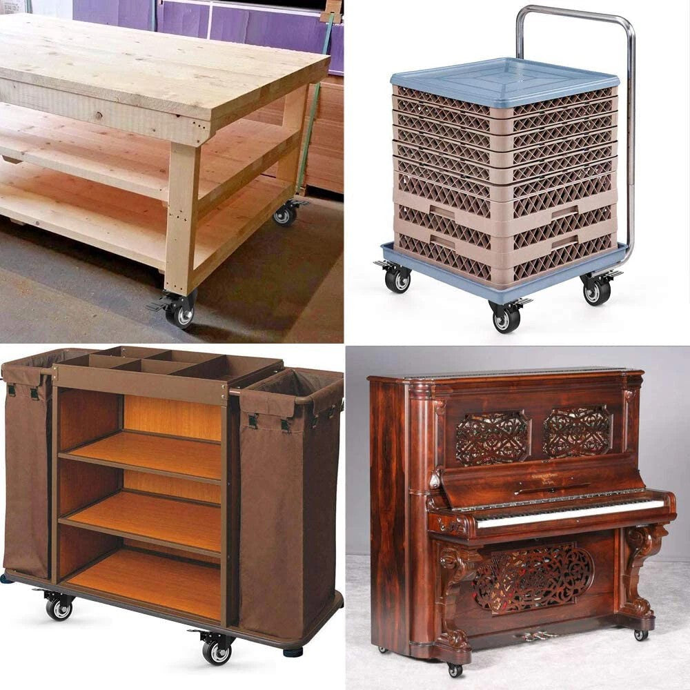 40mm and 50mm swivel caster wheels with brake and non-brake for furniture carts workbenches and storage trolleys