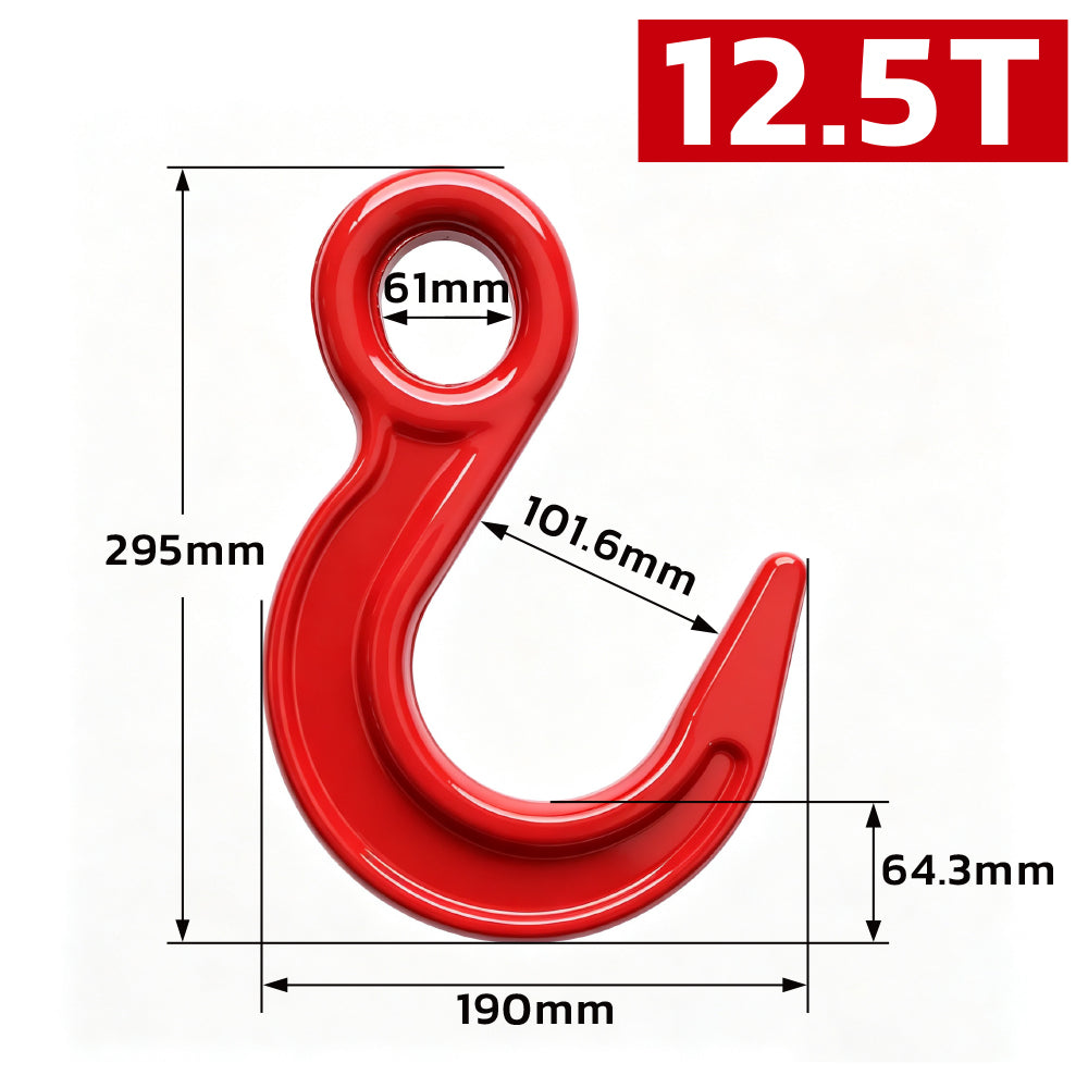 large opening eye hook with heavy-duty powder-coated finish for rigging, lifting, cargo securement and material handling