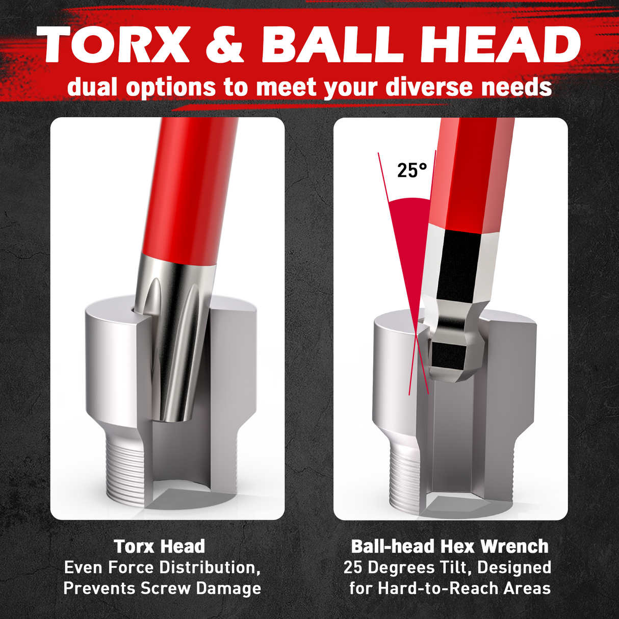 SEDY 30-piece long ball-end hex and Torx key set with T-handle and extension bar for mechanical, bicycle, automotive and workshop use