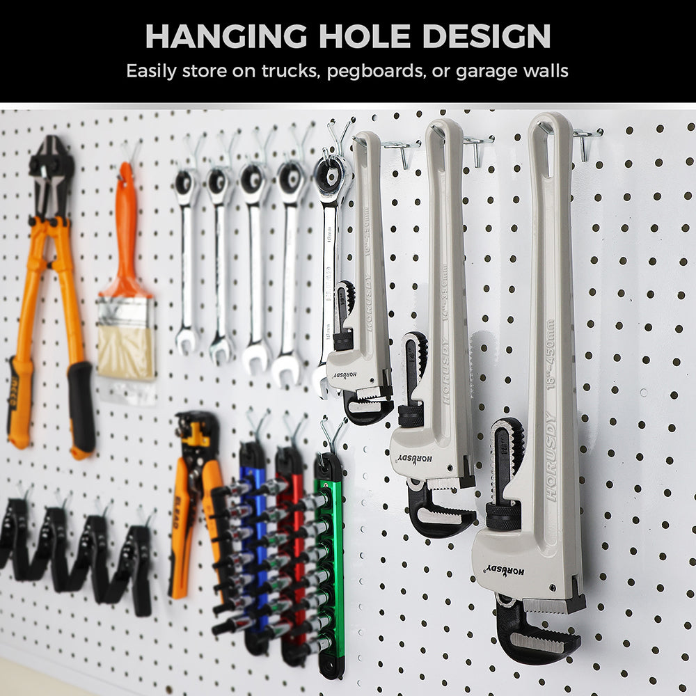 18 inch aluminum straight pipe wrench with 30 degree V-shaped alloy steel teeth, heavy duty lightweight pipe wrench for plumbing