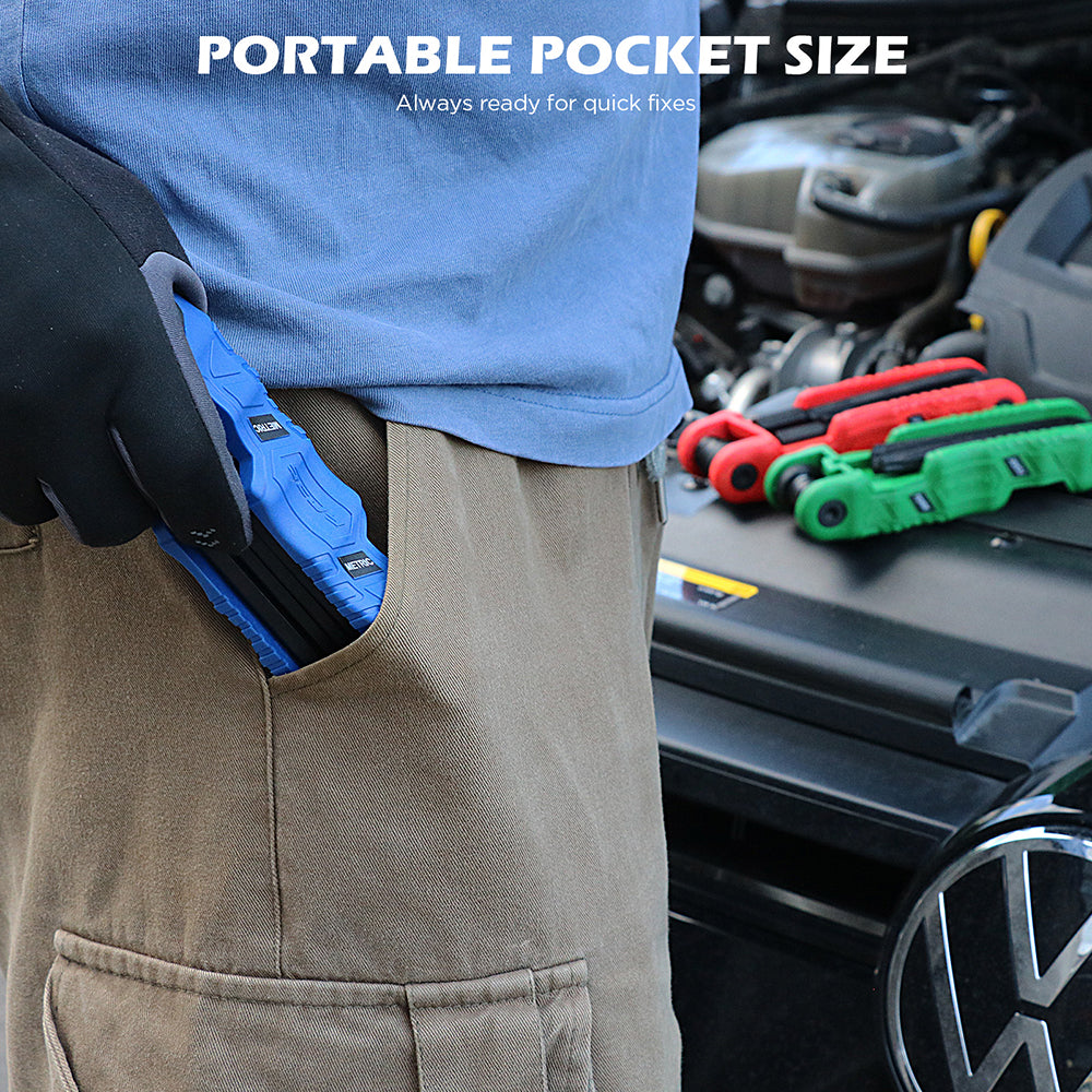 SEDY 12PCS Folding Metric Hex Key Set with S2 Steel Construction, Ergonomic Handle and 270° Rotation for Bike, Auto and DIY Repair