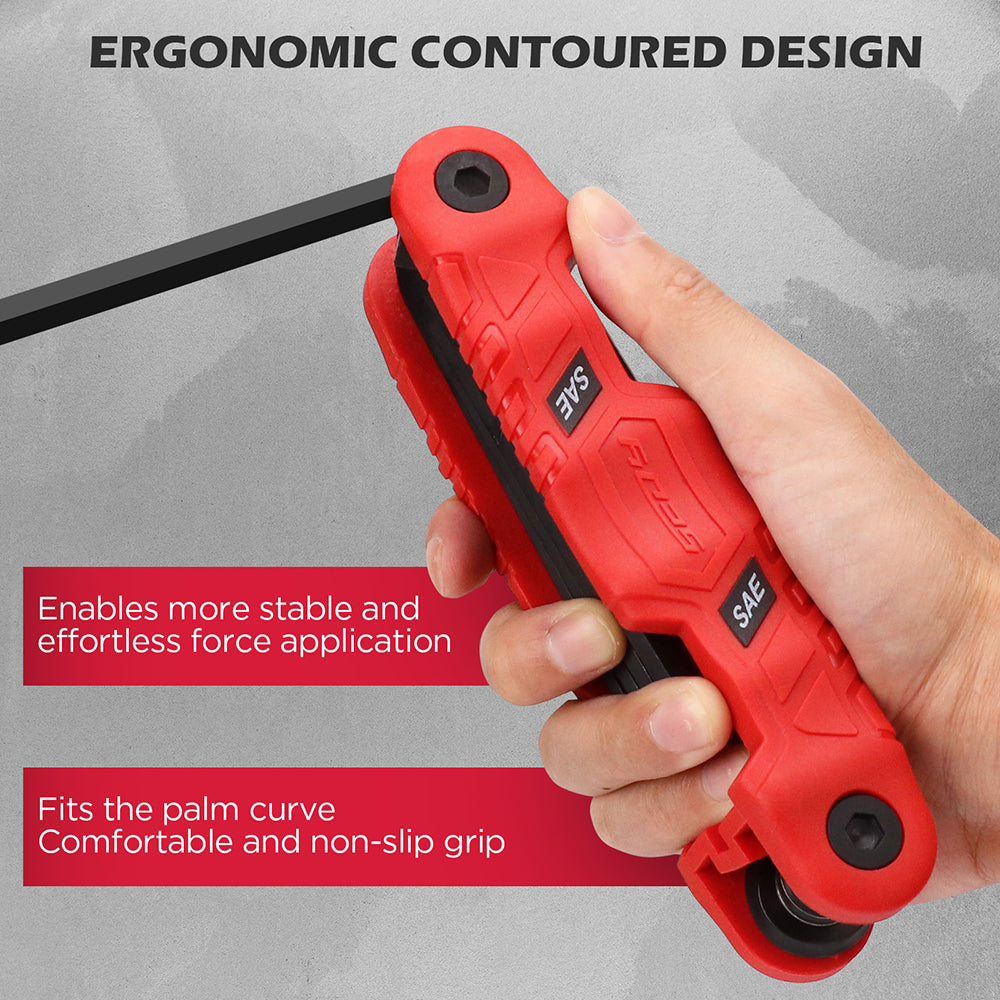 SEDY 34-piece folding hex and torx key set with metric, SAE, and star wrenches made of S2 steel, featuring ergonomic handles and corrosion resistance.