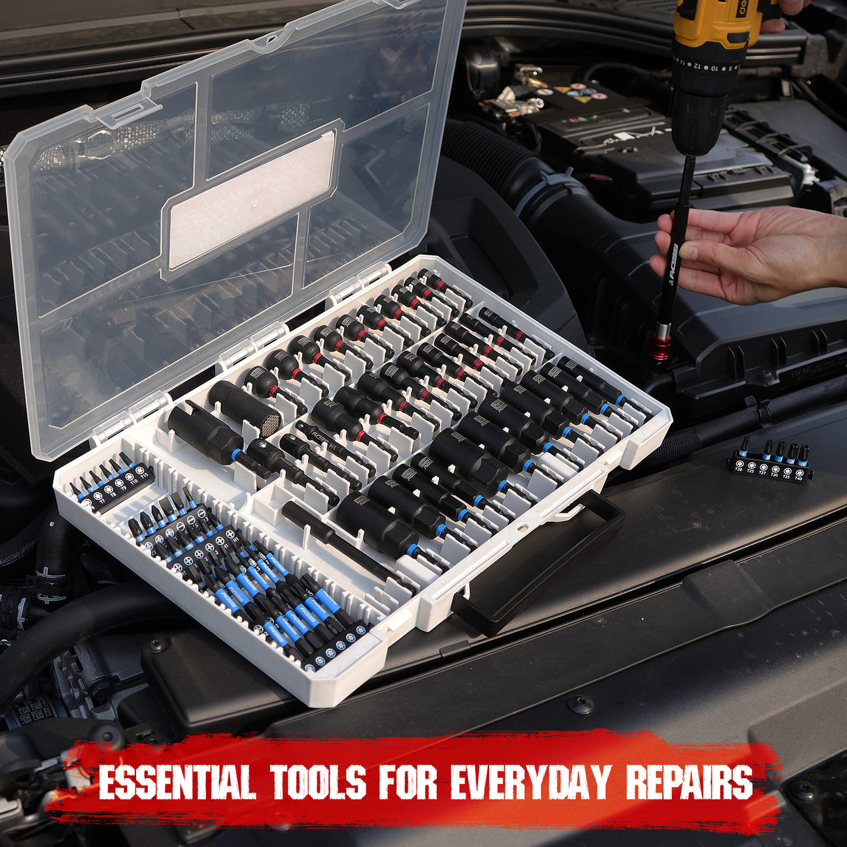 SEDY 80-piece magnetic nut driver bit set with SAE and metric sizes in storage case