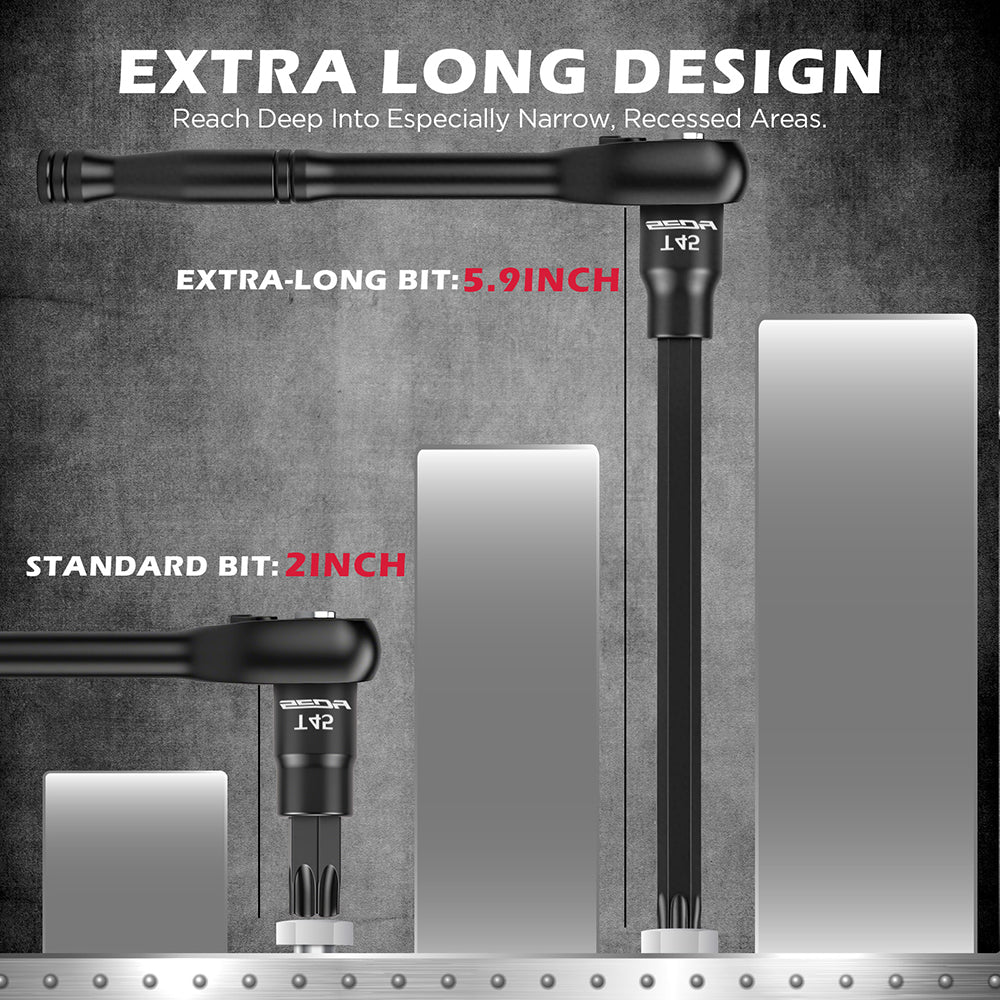 112PCS hex and Torx bit socket set with long-reach bits and 3/8 inch ratchet in red storage case