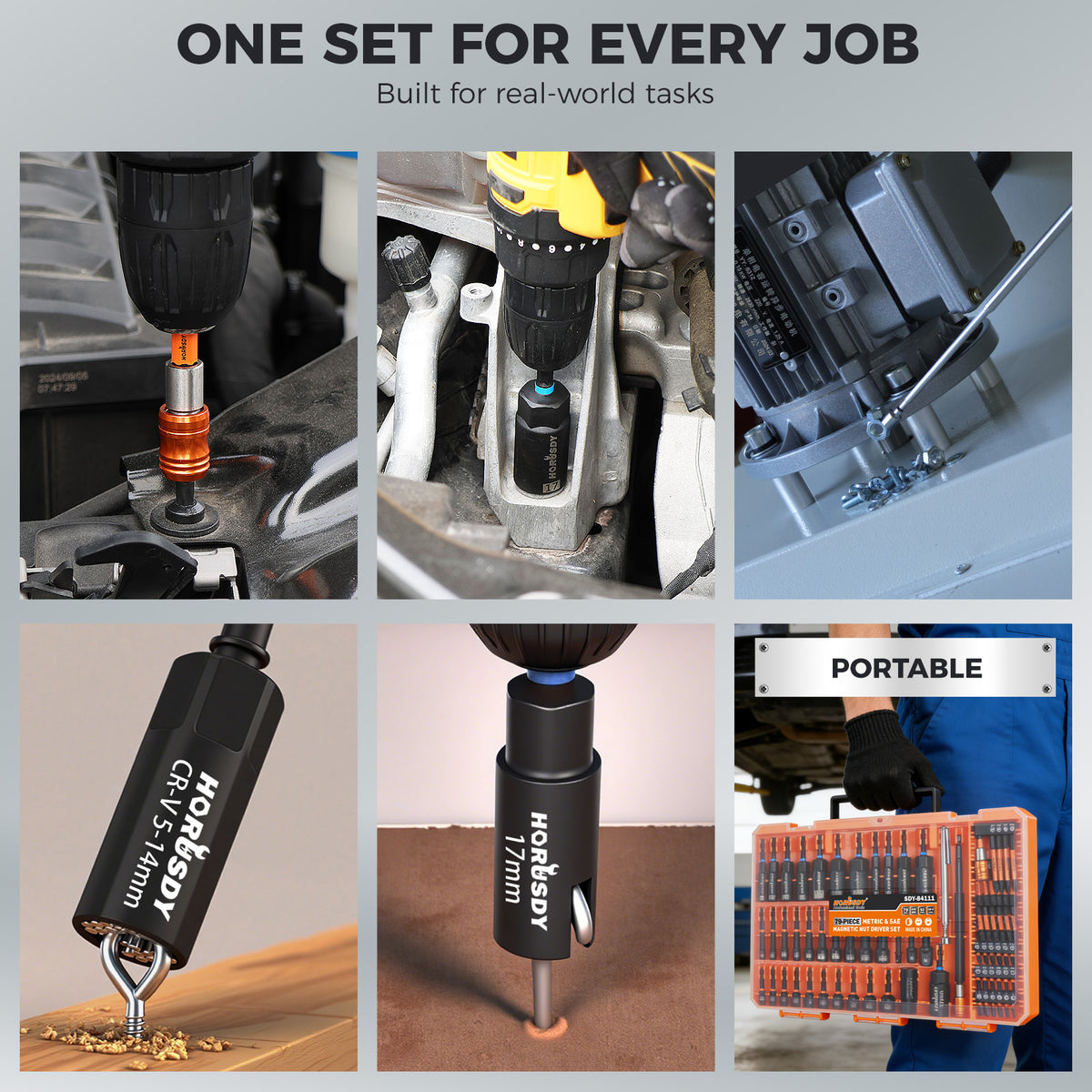 79-piece magnetic nut driver set with metric and SAE sockets, S2 screwdriver bits, CR-V steel sockets, bit extension and portable case