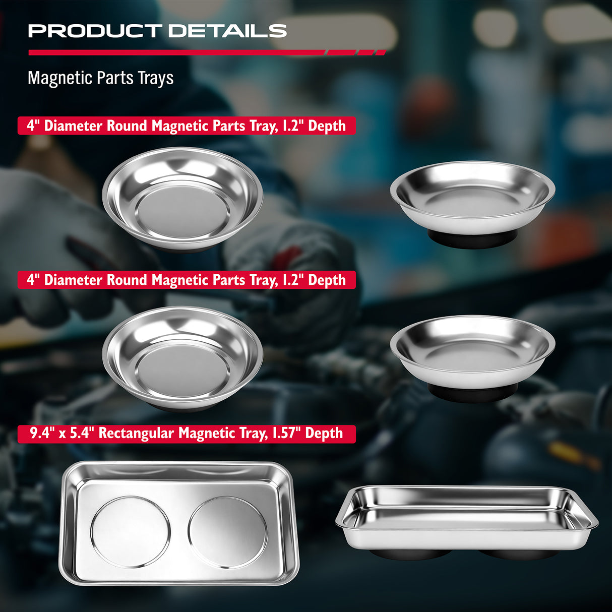 magnetic parts tray set with pickup tools stainless steel trays telescoping and flexible magnetic pickup tool kit for mechanics