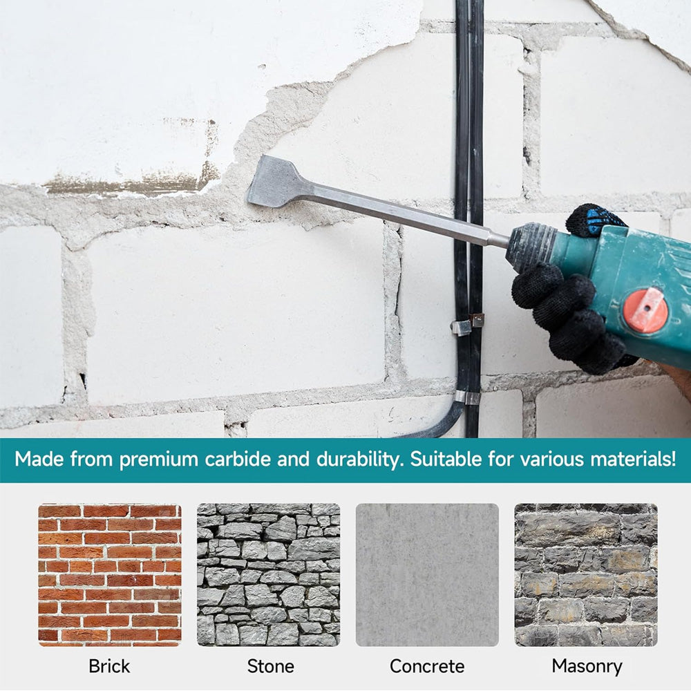 HORUSDY 10PCS SDS Plus Rotary Hammer Drill and Chisel Set with Carbide-Tipped Bits and Storage Bag for Concrete, Brick, Stone, and Masonry