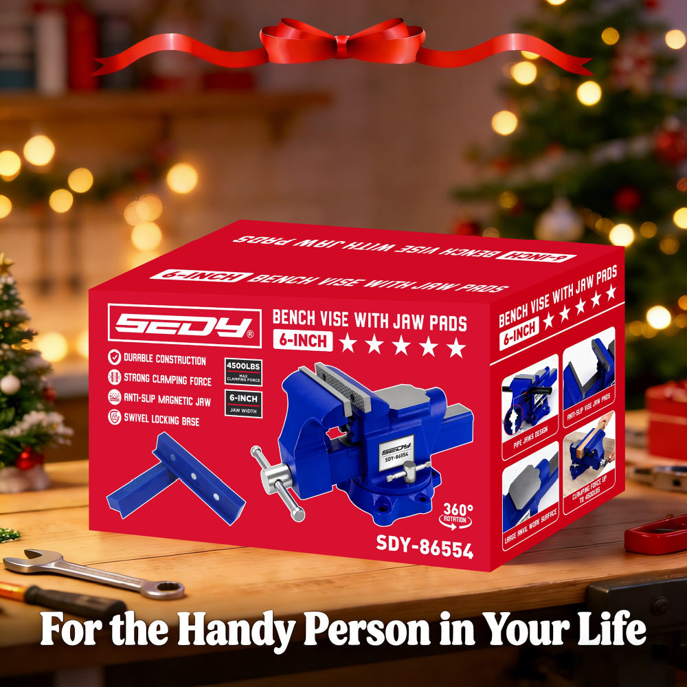 6 inch bench vise with swivel base 4500 lbs heavy duty cast iron vise with anvil and magnetic soft jaw pads
