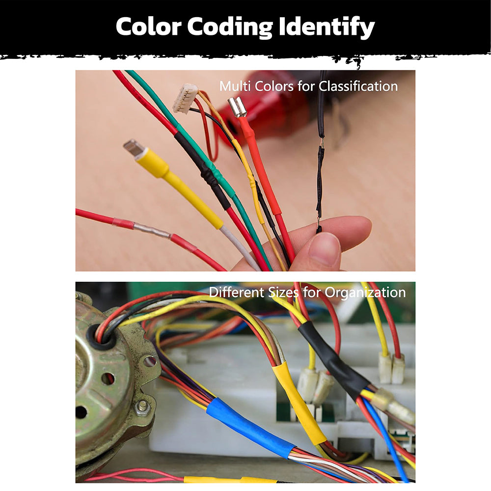 HORUSDY 610-Piece Heat Shrink Tubing Set, 12 Sizes Color-Coded Wire Insulation Tubes, 2:1 Shrink Ratio, 600V
