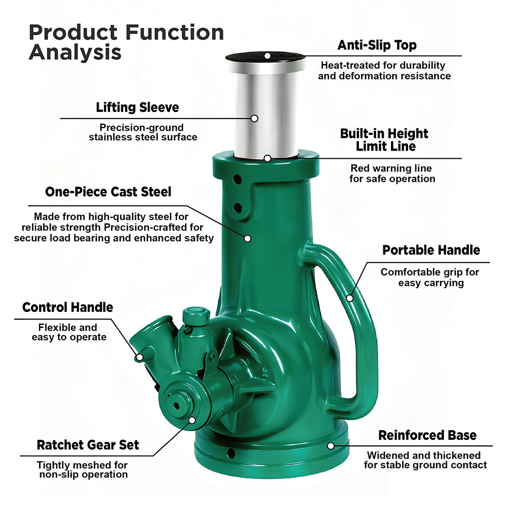 50 ton heavy duty screw jack with reinforced base, safety warning line and high lift range for trucks, machinery and industrial lifting