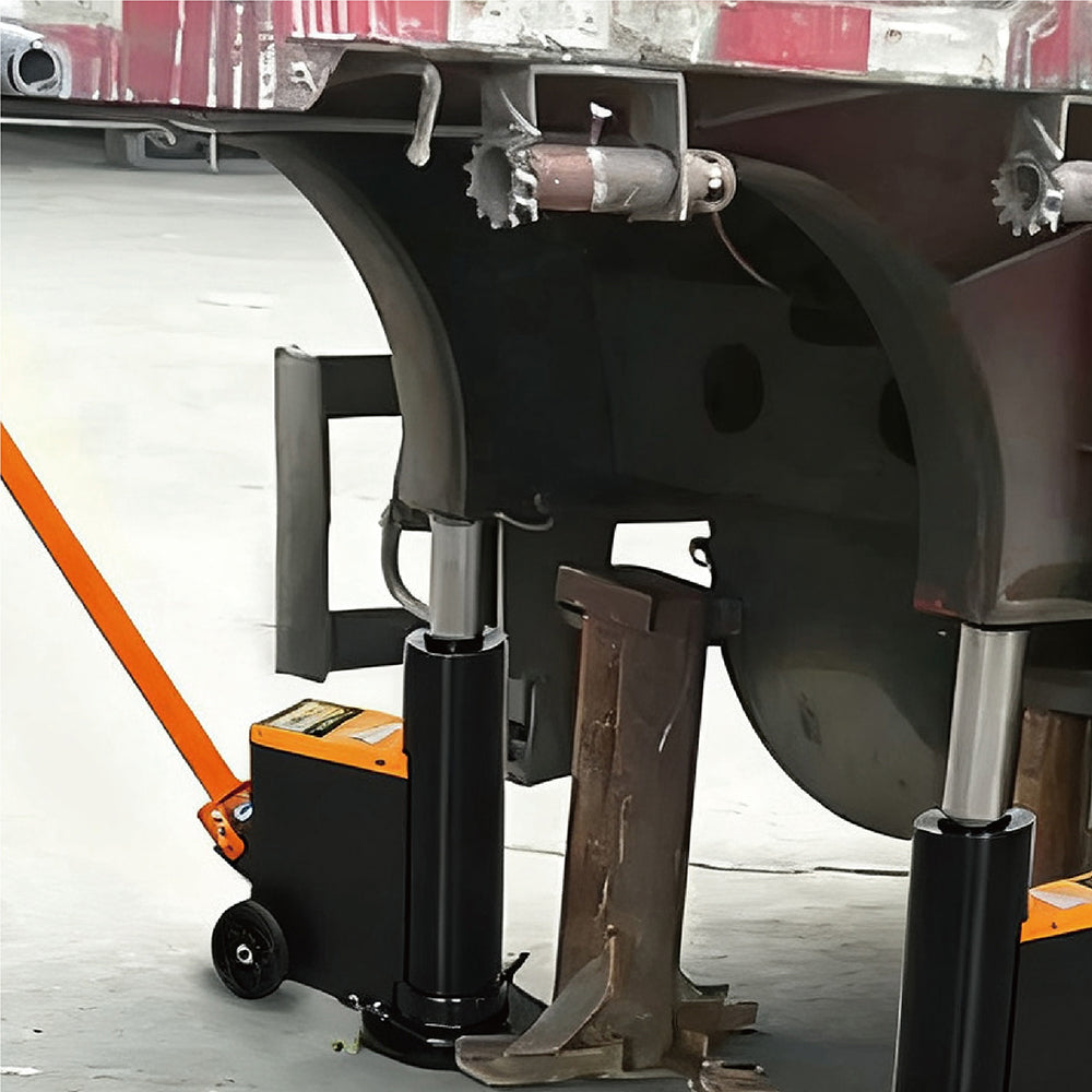 80 ton pneumatic hydraulic jack with long handle, heavy duty lift cylinder and wheels for trucks, trailers and industrial workshop lifting