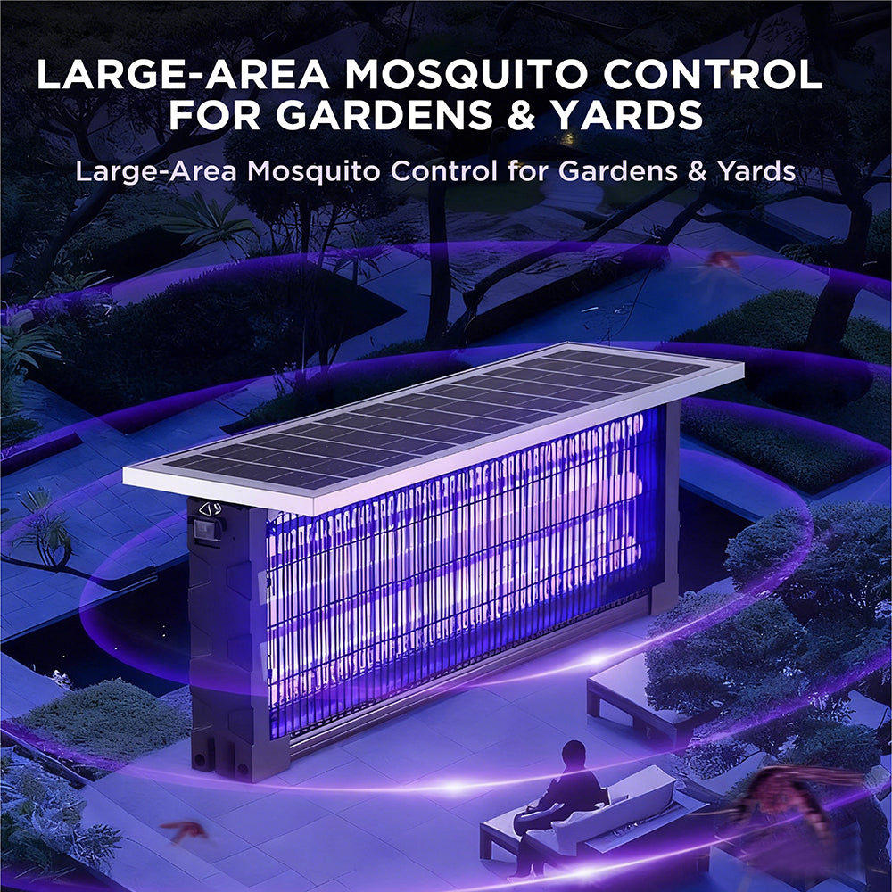 SEDY 3 Size Solar Insect Killer Lamp Set 30cm 50cm 65cm, Motion Sensor UV Bug Zapper with Dual 2400V Grid, 300㎡ Outdoor Mosquito Control