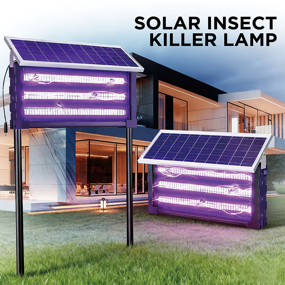 SEDY 3 Size Solar Insect Killer Lamp Set 30cm 50cm 65cm, Motion Sensor UV Bug Zapper with Dual 2400V Grid, 300㎡ Outdoor Mosquito Control