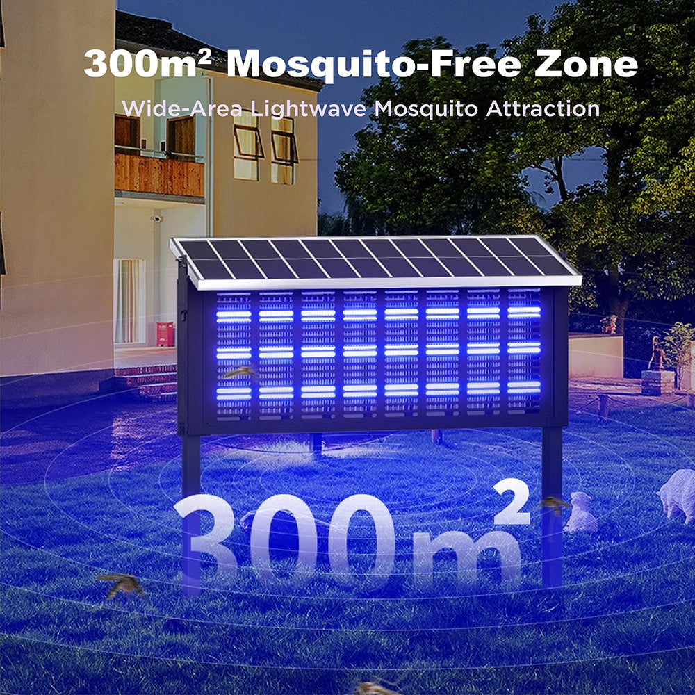SEDY 3 Size Solar Insect Killer Lamp Set 30cm 50cm 65cm, Motion Sensor UV Bug Zapper with Dual 2400V Grid, 300㎡ Outdoor Mosquito Control