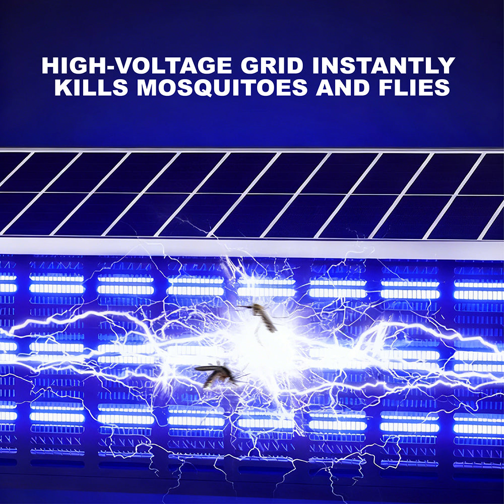 SEDY 3 Size Solar Insect Killer Lamp Set 30cm 50cm 65cm, Motion Sensor UV Bug Zapper with Dual 2400V Grid, 300㎡ Outdoor Mosquito Control