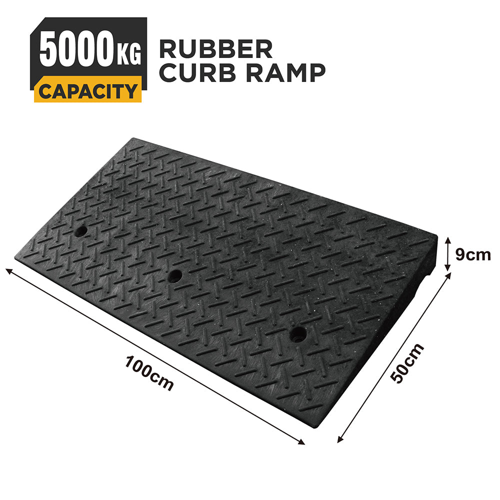 heavy duty rubber curb ramp for driveway sidewalk garage and vehicle access with anti slip surface