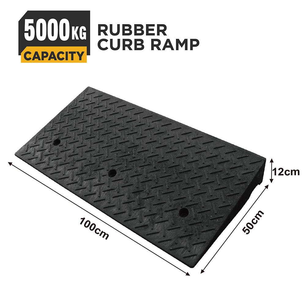 heavy duty rubber curb ramp for driveway sidewalk garage and vehicle access with anti slip surface