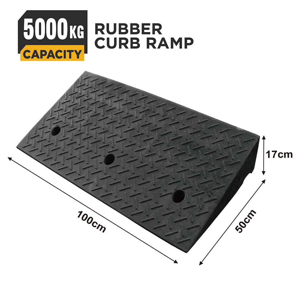 heavy duty rubber curb ramp for driveway sidewalk garage and vehicle access with anti slip surface