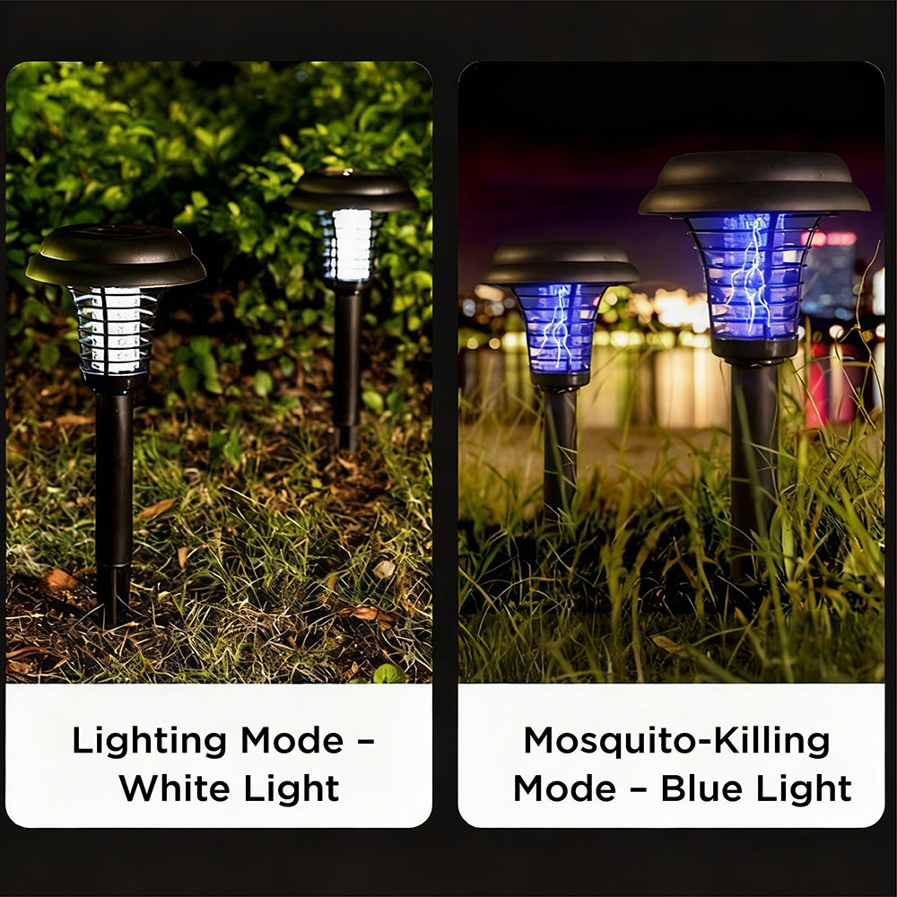 2 pack solar insect killer lamp outdoor bug zapper garden stake light with dual lighting and mosquito killing modes