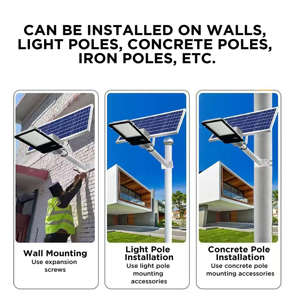 solar powered LED street light with monocrystalline panel, IP65 waterproof outdoor wall and pole mounted lighting