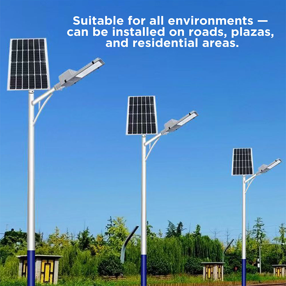 4 meter solar powered LED street light with galvanized steel pole, IP65 waterproof outdoor dusk to dawn lighting