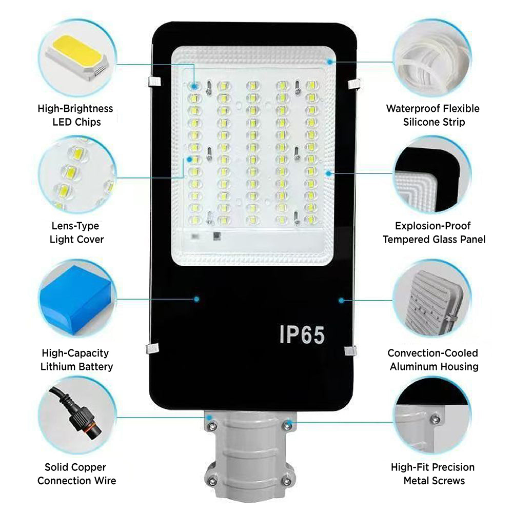 4 meter solar powered LED street light with galvanized steel pole, IP65 waterproof outdoor dusk to dawn lighting
