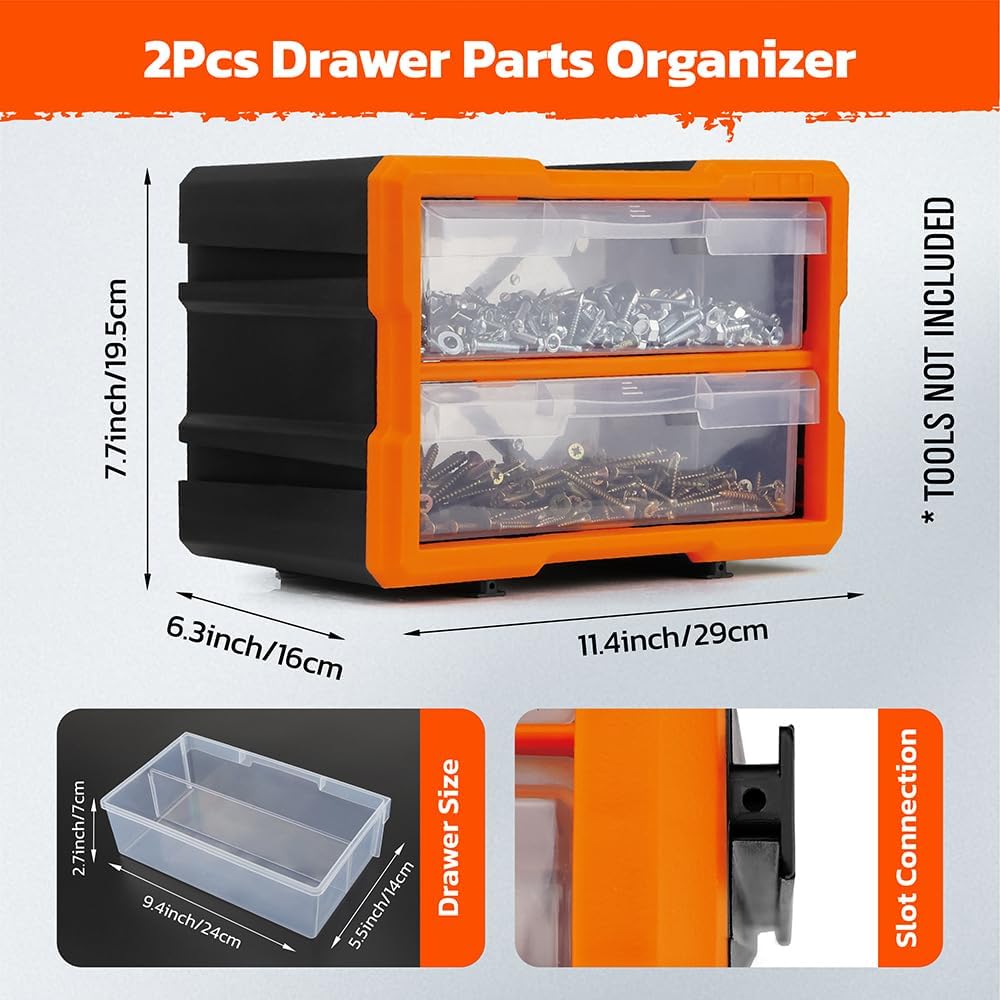 5-Drawer Multipurpose Parts Bin Organizer with Modular Design and Wall-Mountable Feature