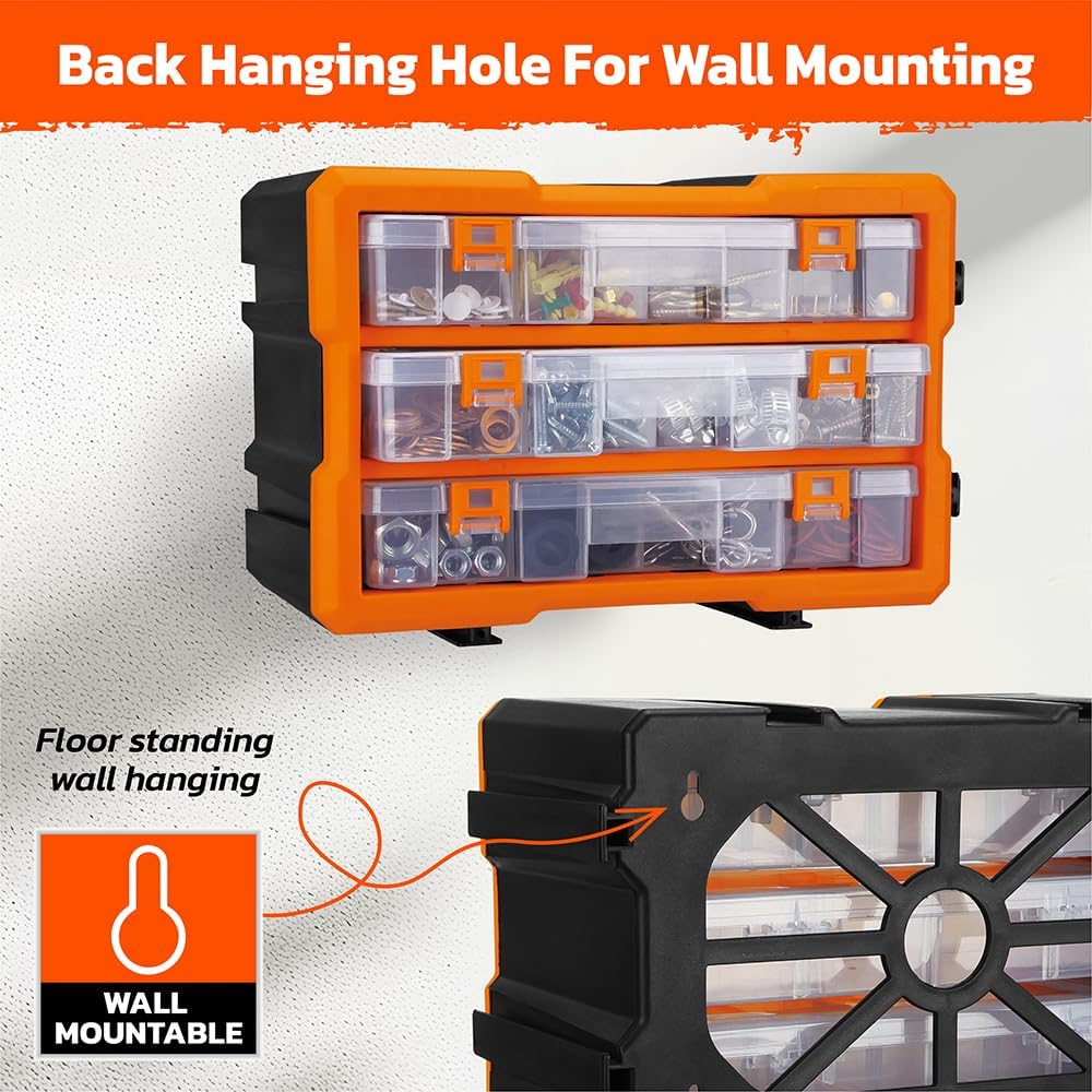 5-Drawer Multipurpose Parts Bin Organizer with Modular Design and Wall-Mountable Feature