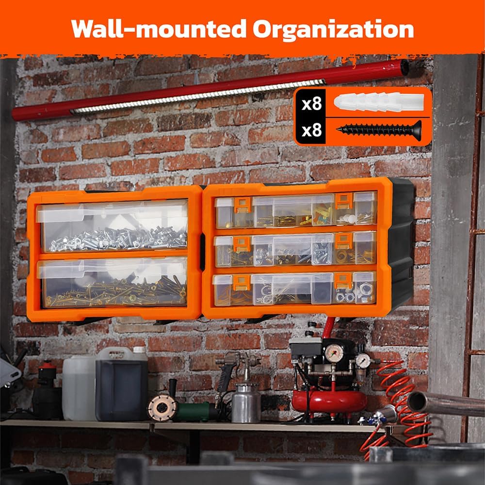 5-Drawer Multipurpose Parts Bin Organizer with Modular Design and Wall-Mountable Feature