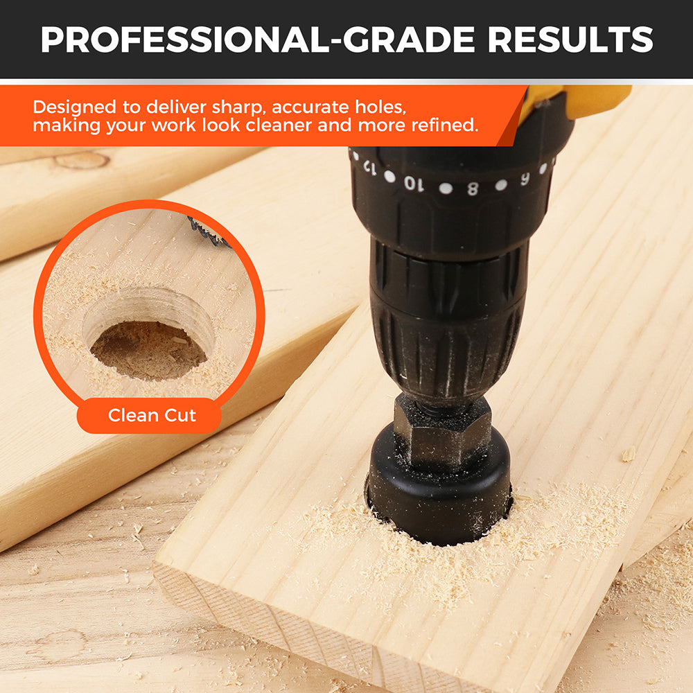 HORUSDY 8PCS Hole Saw Kit with Mandrel, Drill Bits, Hex Key and Storage Case for Wood, PVC and Plasterboard