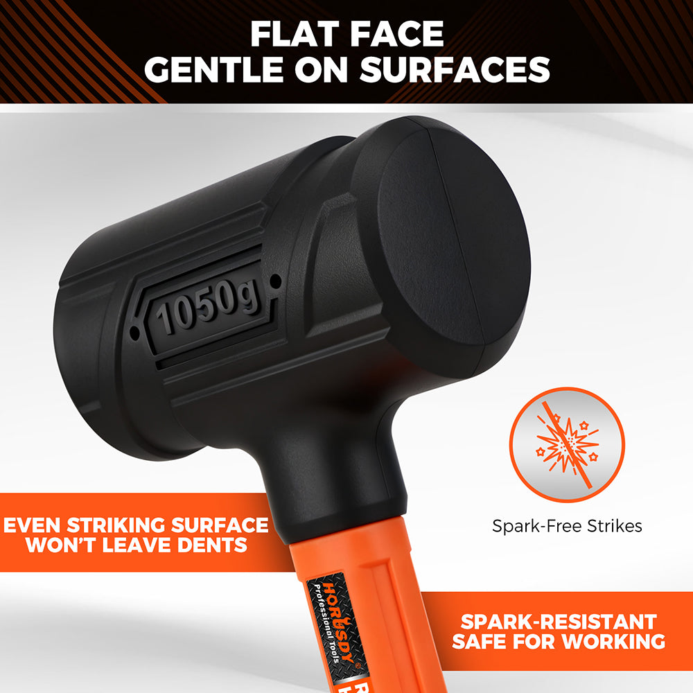 dead blow hammer set with steel shot core and fiberglass handle for controlled, zero-rebound striking