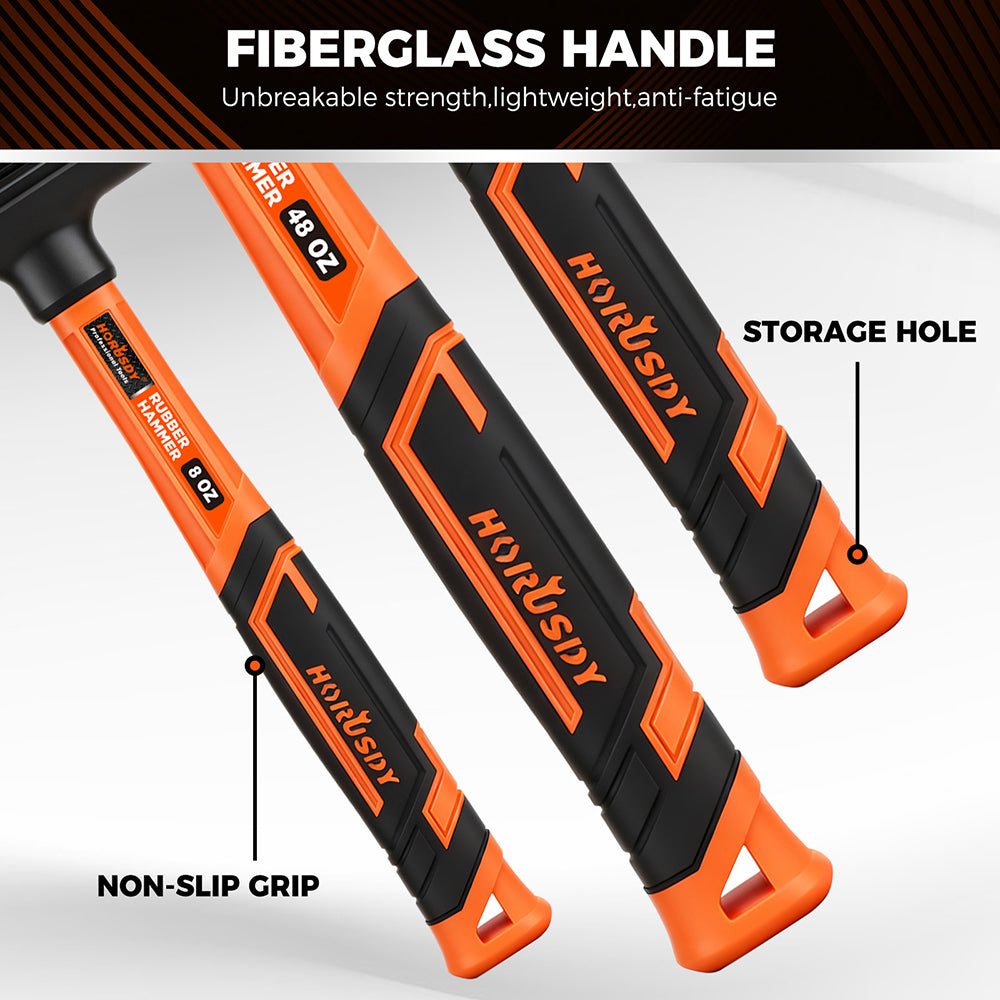 dead blow hammer set with steel shot core and fiberglass handle for controlled, zero-rebound striking