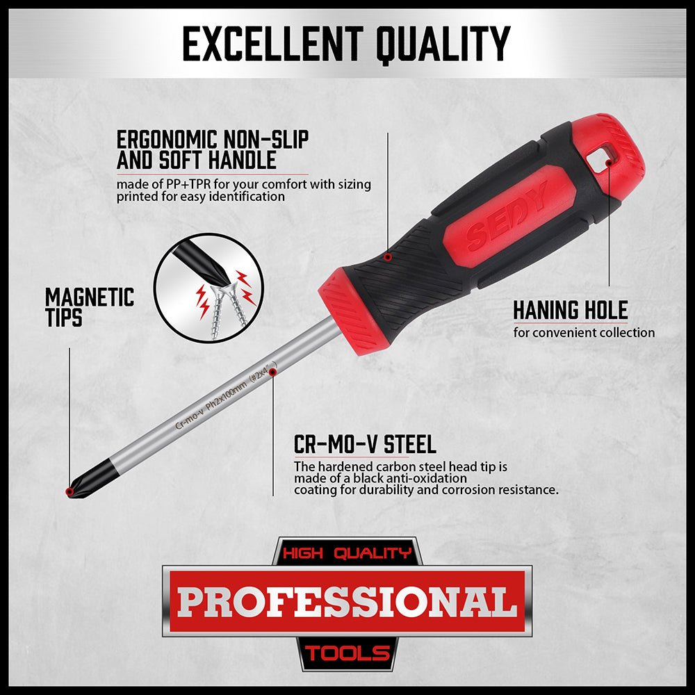 11-piece magnetic screwdriver set with storage rack, Phillips and flathead screwdrivers for home and garage use