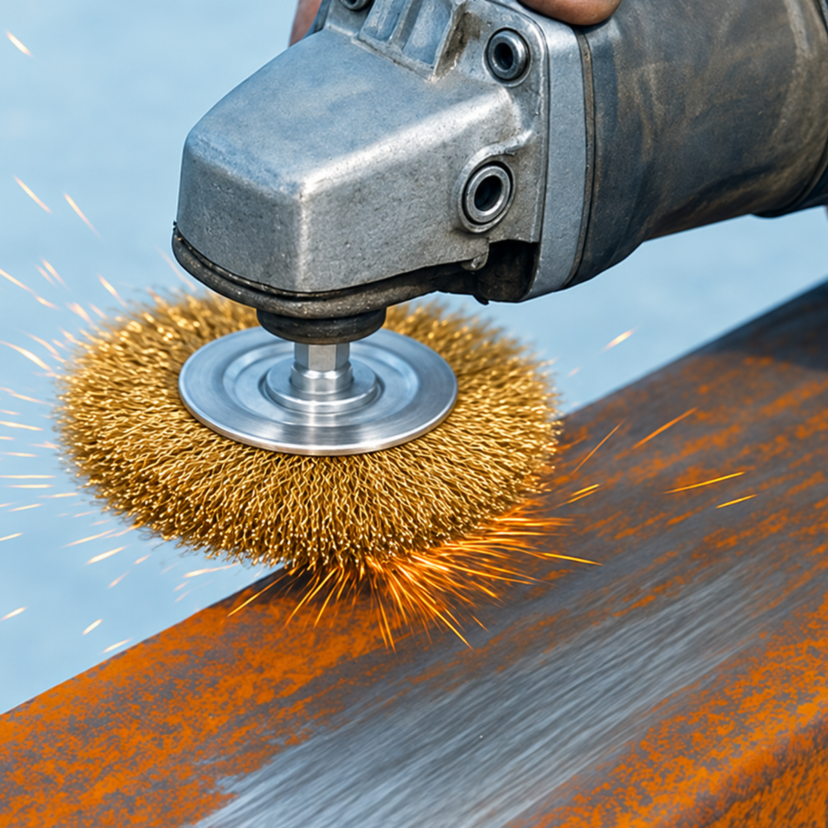 6-piece carbon steel wire wheel and cup brush set with 1/4-inch hex shank for drill, rust removal, paint stripping and metal cleaning