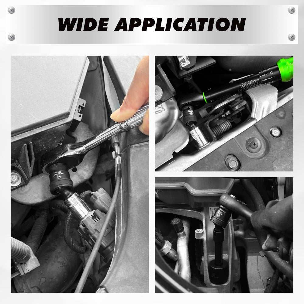 SWANLAKE 7-Piece Impact Universal Joint & Socket Adapter Set, 1/4 3/8 1/2 Drive, CR-Mo Steel with Magnetic Socket Rail