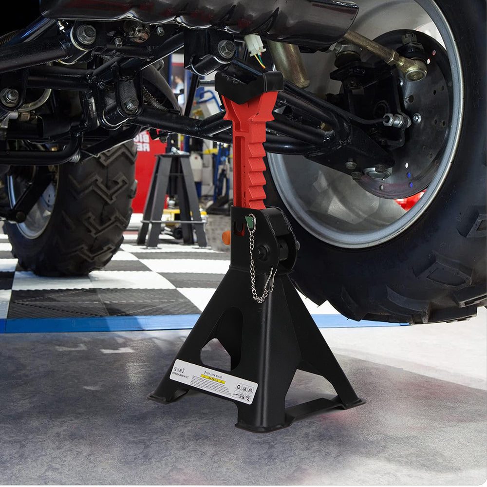 3-Ton car jack stand with double safety locking system, adjustable height, heavy-duty vehicle support