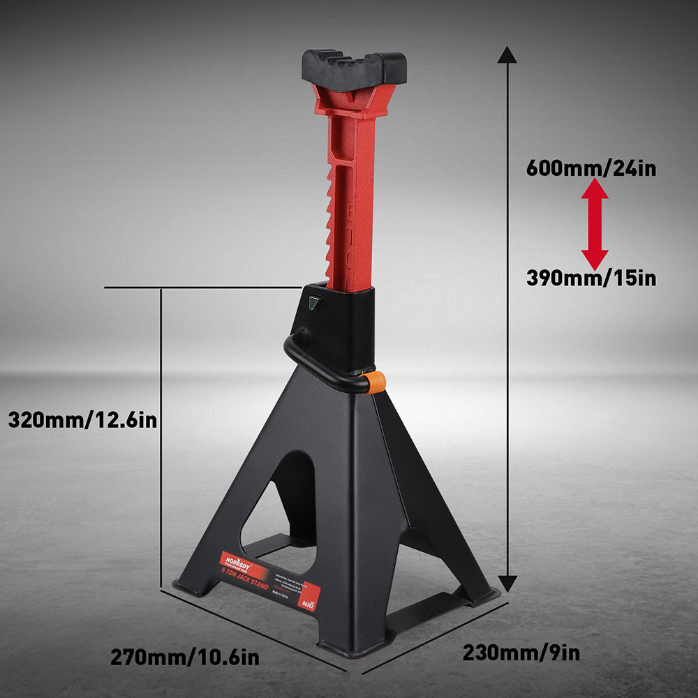 6-Ton car jack stand with double safety locking system, heavy-duty vehicle support, adjustable height