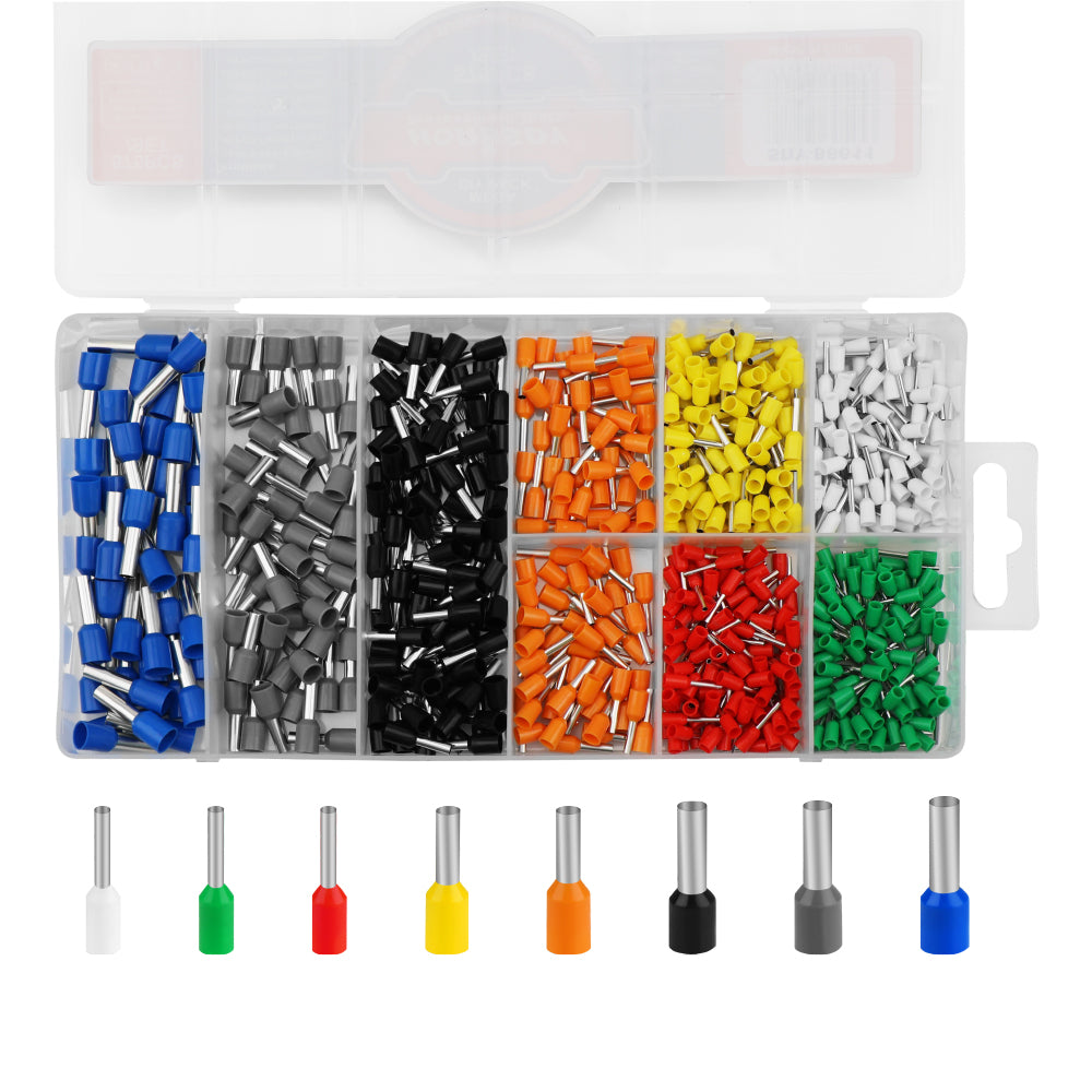575-piece wire ferrules kit with insulated pin terminals, assorted sizes, copper conductors and storage case