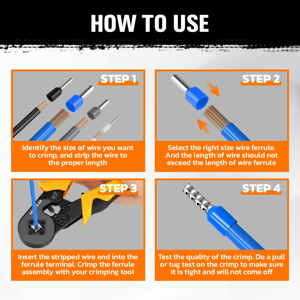 575-piece wire ferrules kit with insulated pin terminals, assorted sizes, copper conductors and storage case
