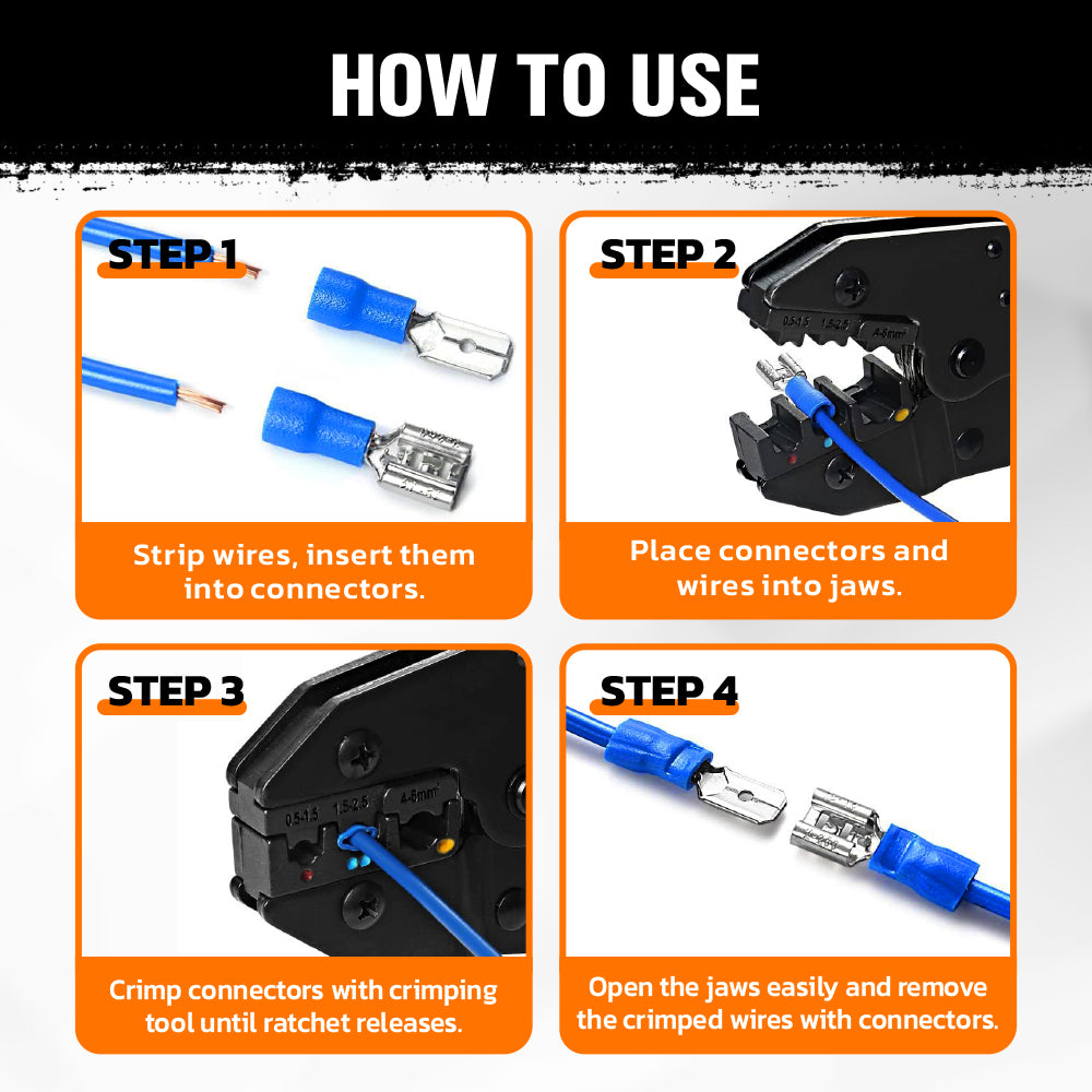 200-piece electrical connector kit with insulated crimp terminals and quick connectors for automotive and electrical wiring