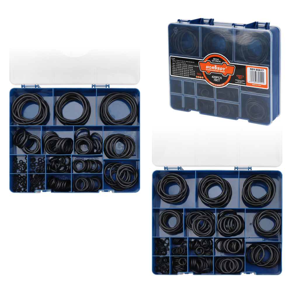 420 piece o ring assortment kit with 32 sizes nbr rubber sealing rings in double layer organizer case for automotive plumbing and diy repairs