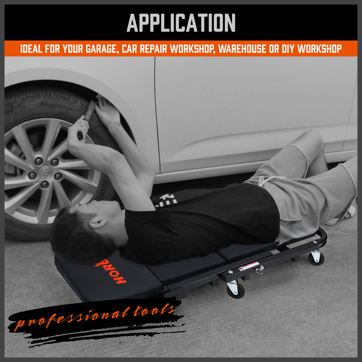 rolling creeper seat and lying board with 360 degree swivel casters for garage car repair and workshop use