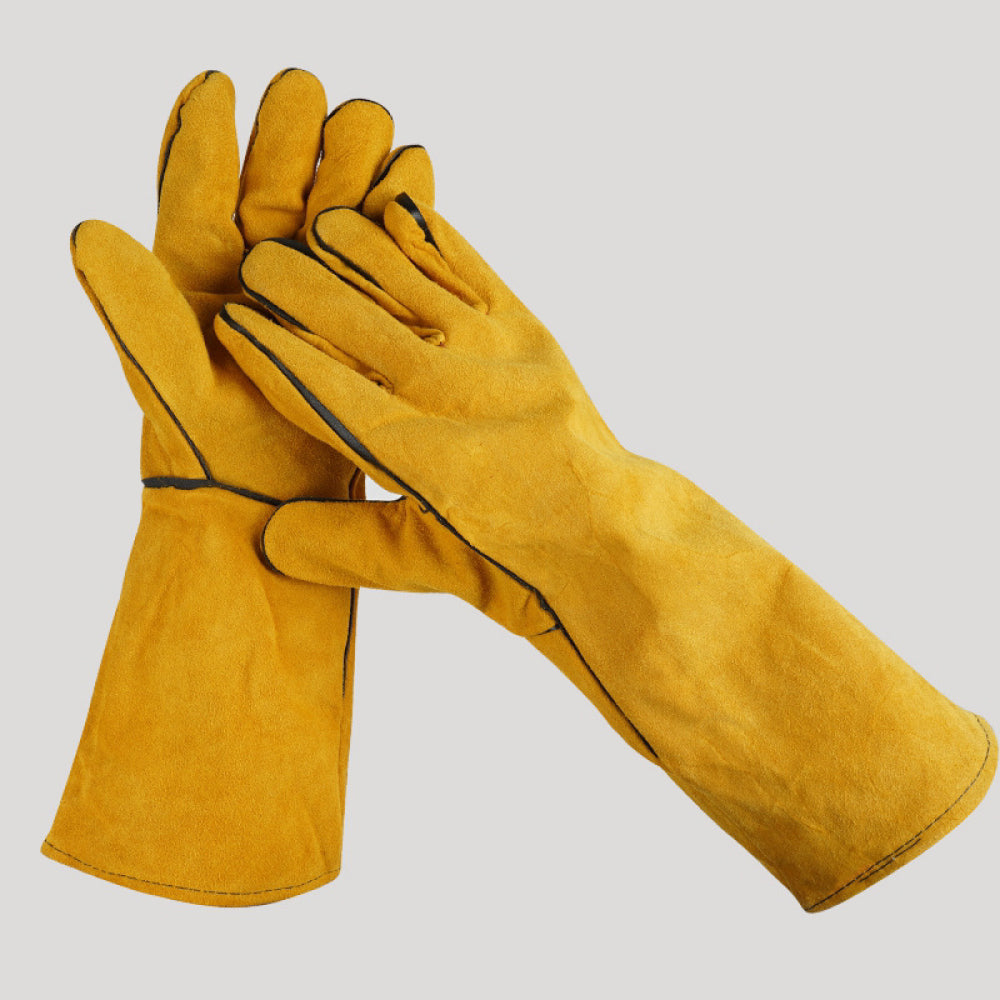 SEDY Extended Cowhide Welding Gloves 16 Inch, Heat & Spark Resistant Leather Work Gloves with Long Cuff