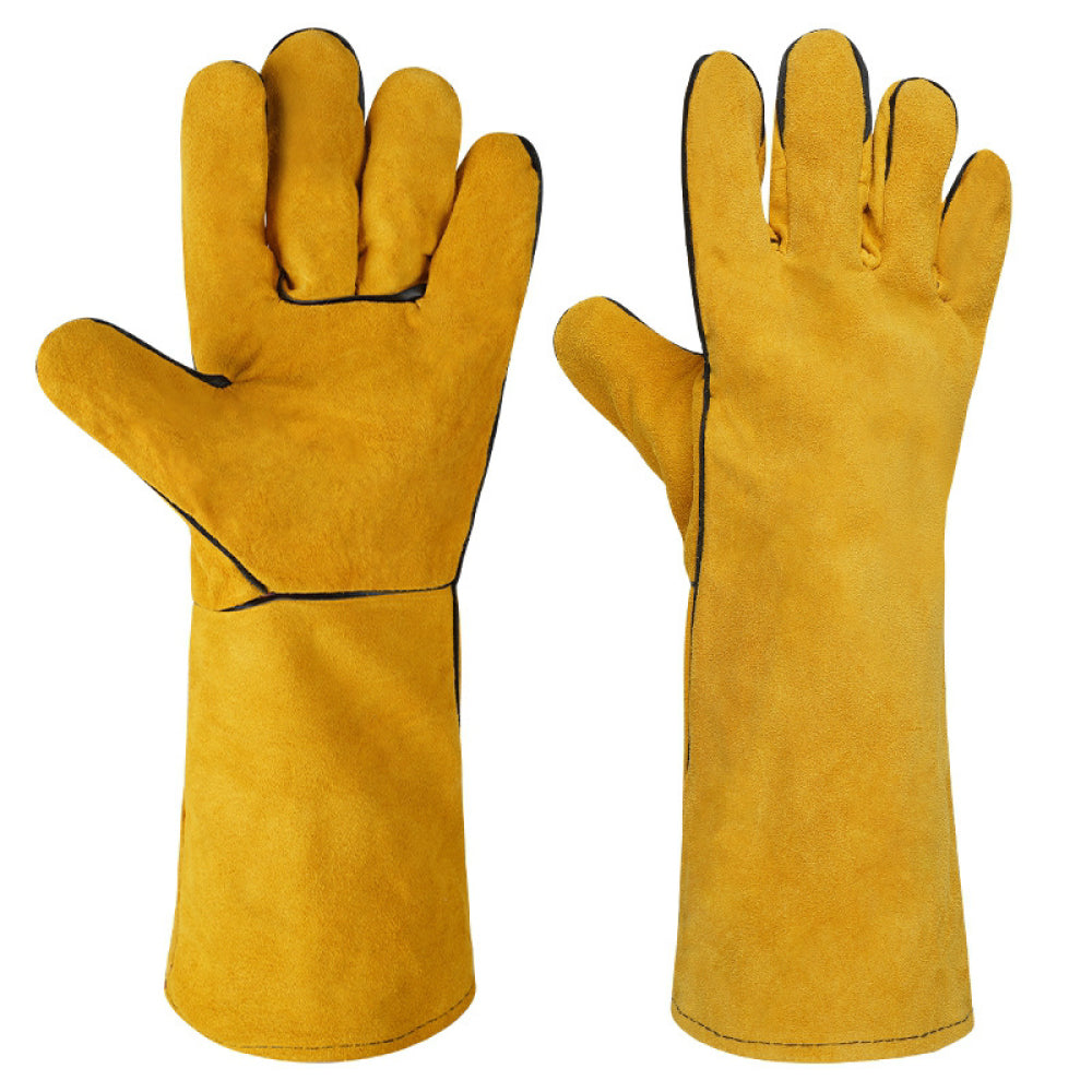 SEDY Extended Cowhide Welding Gloves 16 Inch, Heat & Spark Resistant Leather Work Gloves with Long Cuff