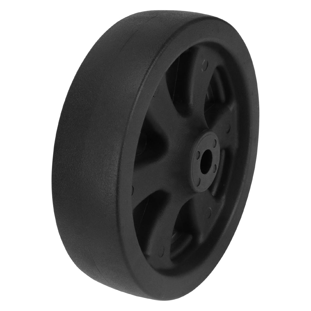 8-inch black nylon replacement wheel with 16mm centre hole for carts and trolleys