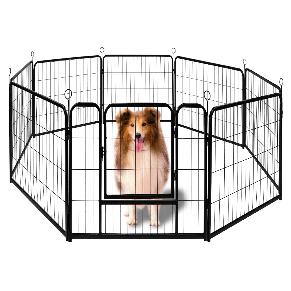Metal pet playpen with 8 panels, adjustable dog fence for indoor and outdoor use