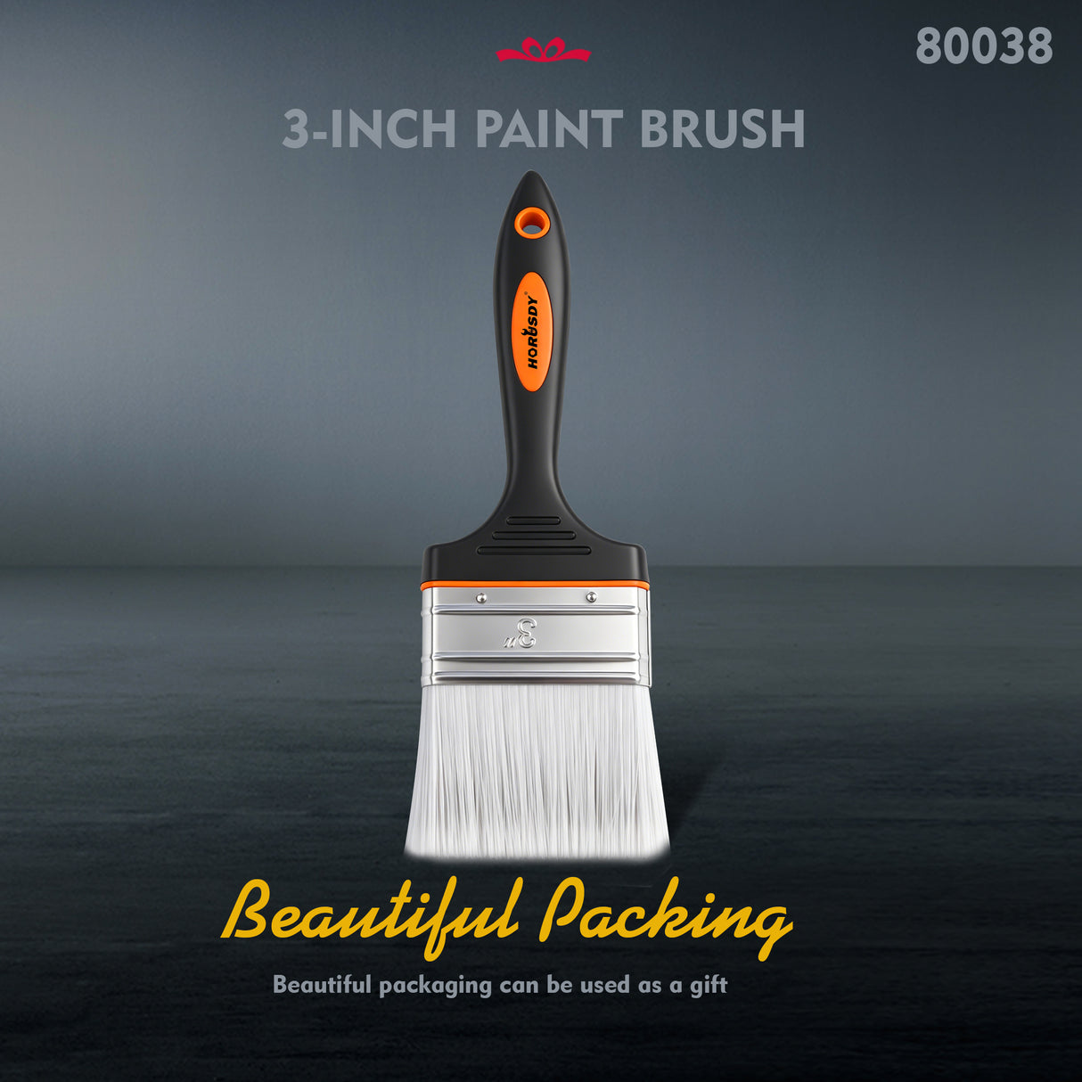 2 inch and 3 inch flat paint brush set with polyester bristles, stainless steel ferrule and plastic handle for paints, stains, acrylics and DIY projects