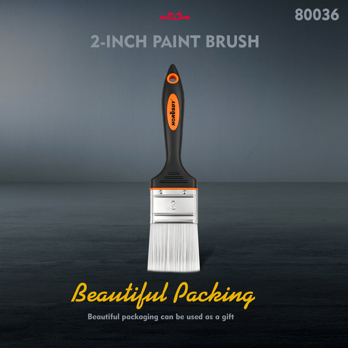 2 inch and 3 inch flat paint brush set with polyester bristles, stainless steel ferrule and plastic handle for paints, stains, acrylics and DIY projects