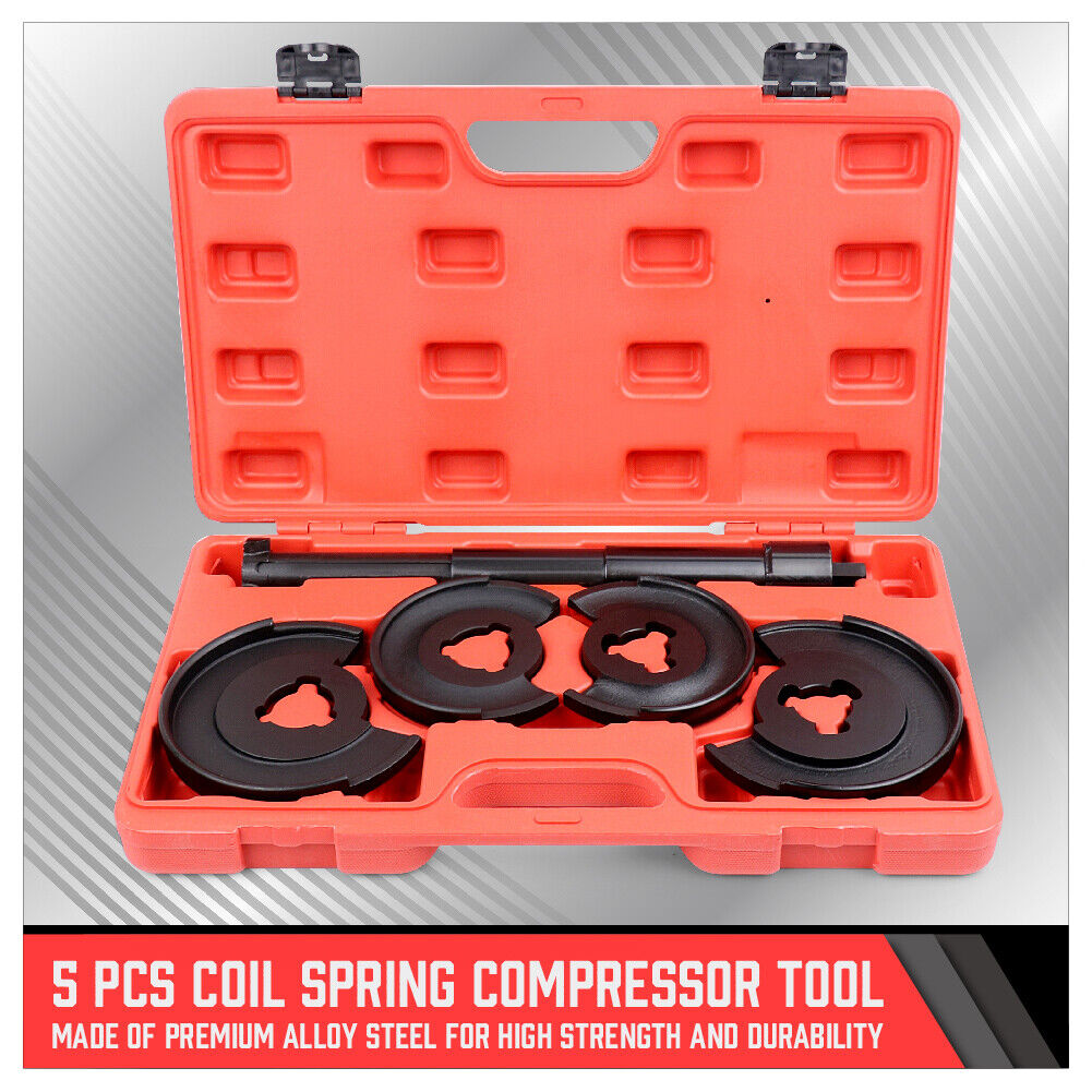 Coil Spring Compressor Tool specifically designed for Mercedes Benz and compatible with a wide range of modern vehicles. This tool efficiently removes and replaces coil springs on the wishbone without dismantling the axle. Made of durable alloy steel, it's perfect for suspension work on various car brands, including Ford, Fiat, GM, and more, with plates sizing from Ø70-130 and Ø90-150.